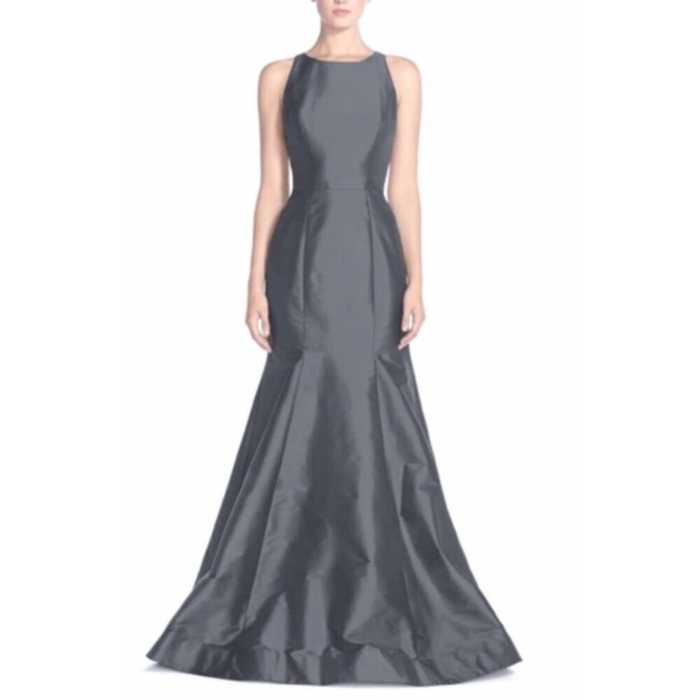 Monique Lhuillier Bridesmaids Back Cutout Taffeta Mermaid Gown